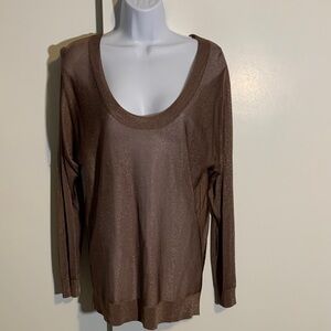 Feel The Piece Brown Shimmer Blouse Size Large